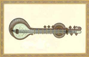 miniature_painting_sitar_painting_with_gold_work