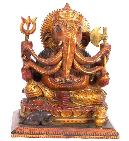 Glorious Ganesha Wooden Sculpture
