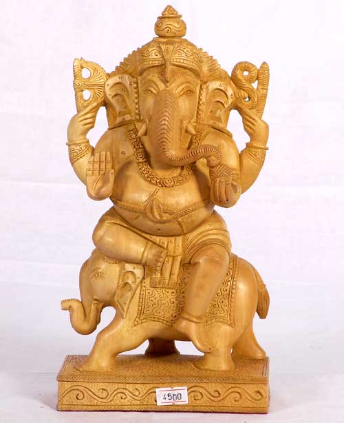 Wooden Ganesha on Elephant