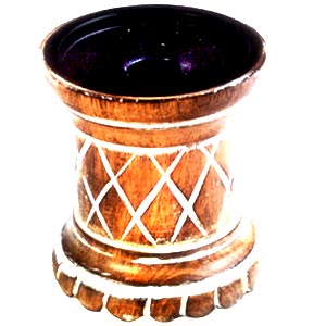 Antique Finish Wooden Candle Holder (Round Shape i)