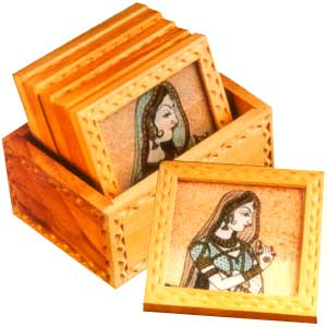 Square wooden coasters with Gem Stone Painting and