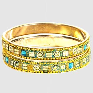 Blue Kundan Bangle Set