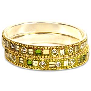Green  Kundan Bangle Set