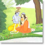 Krishna Adorning Radha Miniature Painting