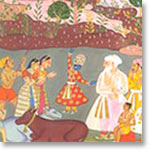Krishna Lifting Govardhan Miniature Painting