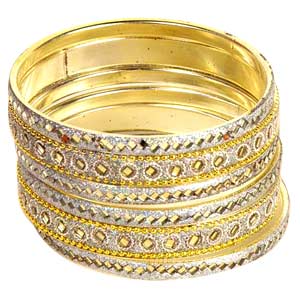 Golden-Grayish  Mirrorwork Bangle Set