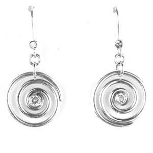 Silver Moonstone Spiral Earrings