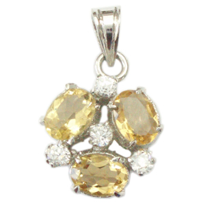 Silver Pendant Golden Topaz Zircon