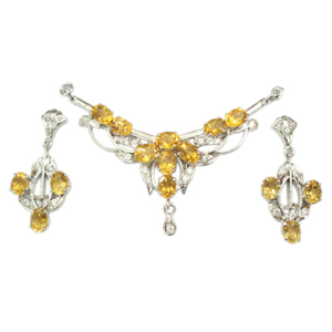 Silver Set Golden Topaz Zircon 