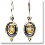 Silver Yellow Stone Earrings