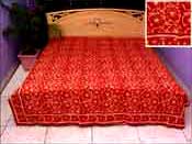 Saffron-red colored bed sheet