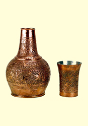 Copper Surahi with Glass