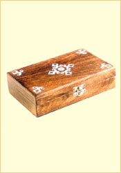 Antique Finish Wooden Box (Silver Flower 8 x 5 inches)