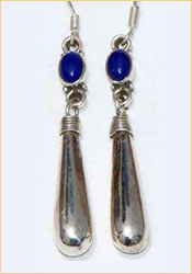 Lapis lazuli Hanging Silver Earrings